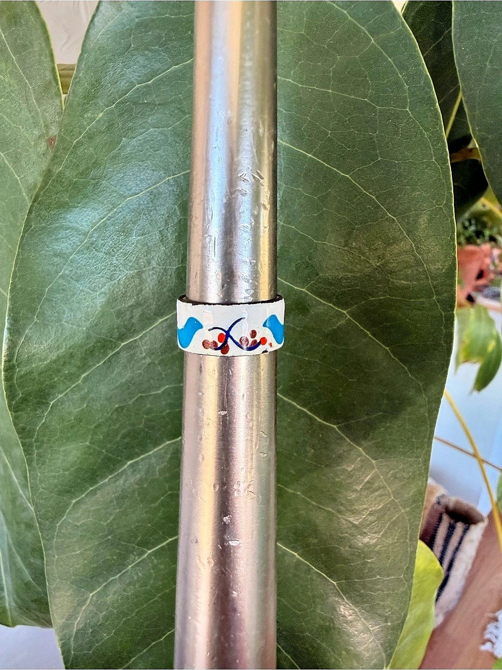 Vintage enamel Blue & White Bird Ring